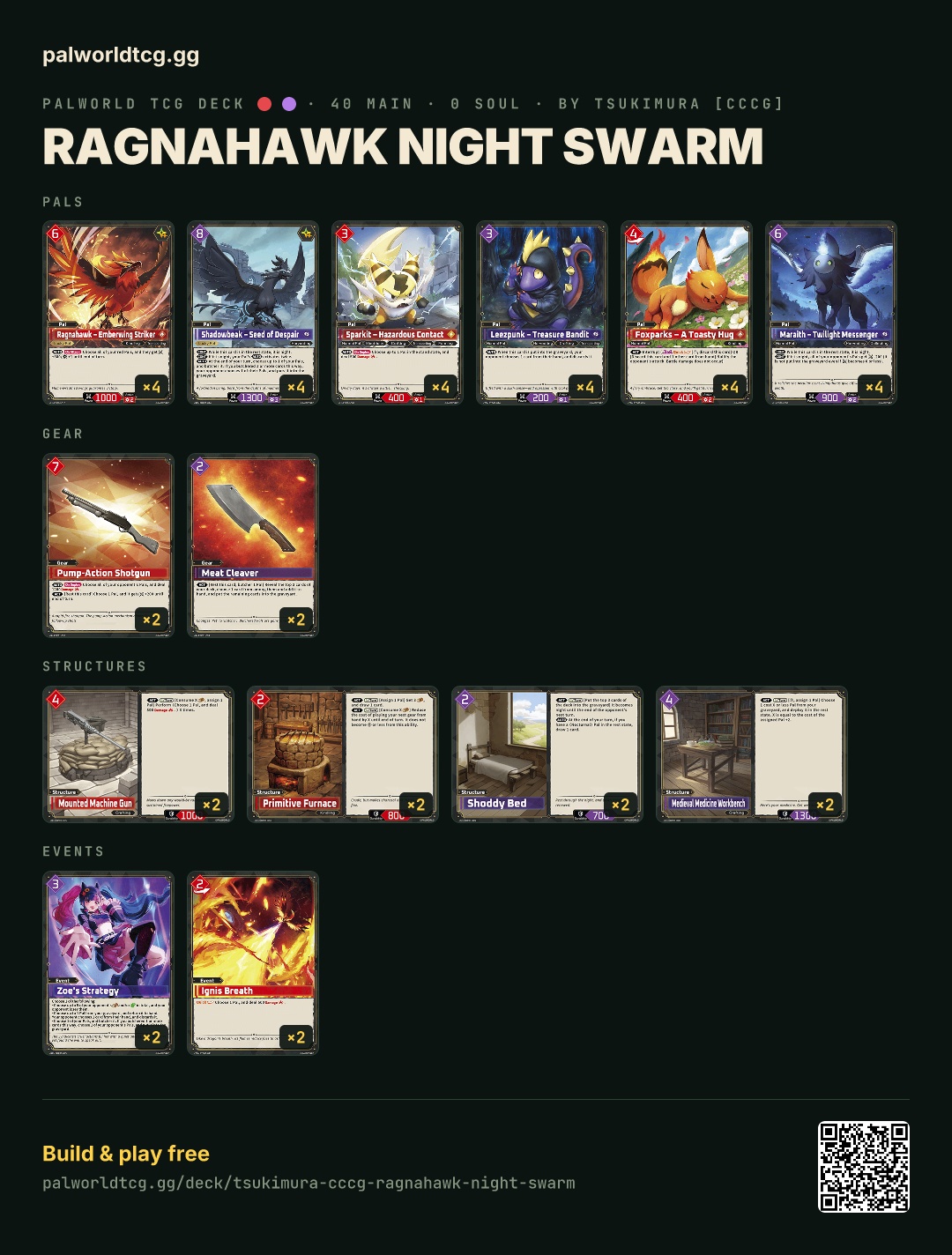 Ragnahawk Night Swarmのデッキリスト